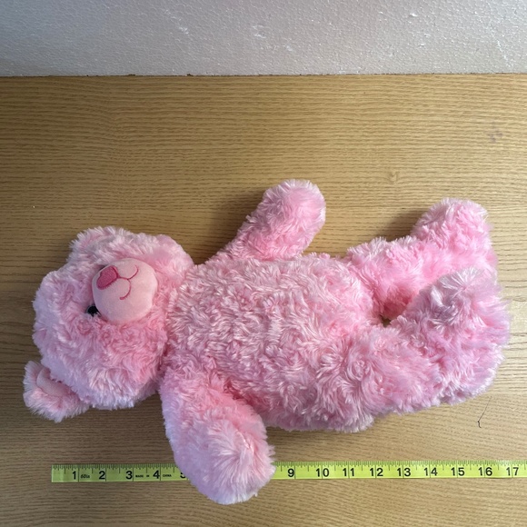 Build a Bear Workshop Pink Bear Plush w Heart Nose Blue Eyes Cuddly Teddy Bear - Picture 6 of 7